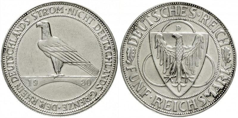 Gedenkmünzen
5 Reichsmark Rheinstrom
1930 D. vorzüglich