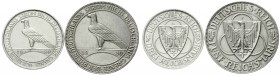 Gedenkmünzen
5 Reichsmark Rheinstrom
2 Stück: 3 Reichsmark 1930 D und 5 Reichsmark 1930 F.
vorzüglich und sehr schön/vorzüglich, berieben
