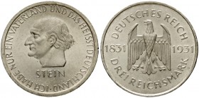 Gedenkmünzen
3 Reichsmark Stein Reichsfreiherr
1931 A. vorzüglich/Stempelglanz