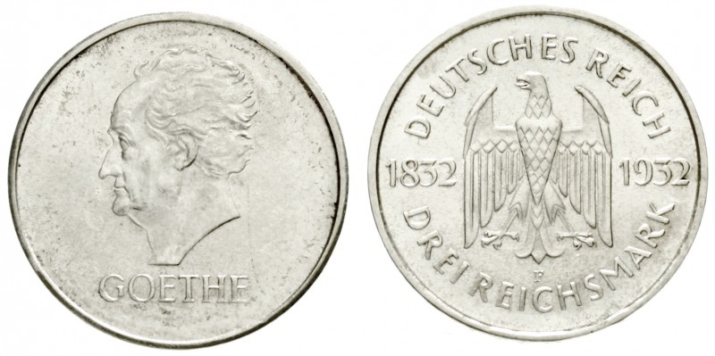 Gedenkmünzen
3 Reichsmark Goethe
1932 F. vorzüglich/Stempelglanz
