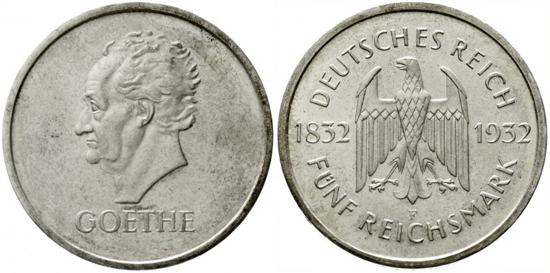 Gedenkmünzen
5 Reichsmark Goethe
1932 F. vorzüglich/Stempelglanz