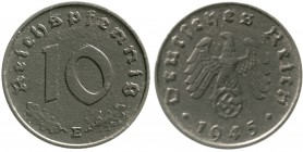 Klein/- und Kursmünzen
10 Reichspfennig, Zink 1940-1945
1945 E. gutes vorzüglich