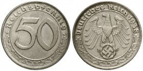 Klein/- und Kursmünzen
50 Reichspfennig, Nickel 1938-1939
1938 G. vorzüglich/Stempelglanz, selten