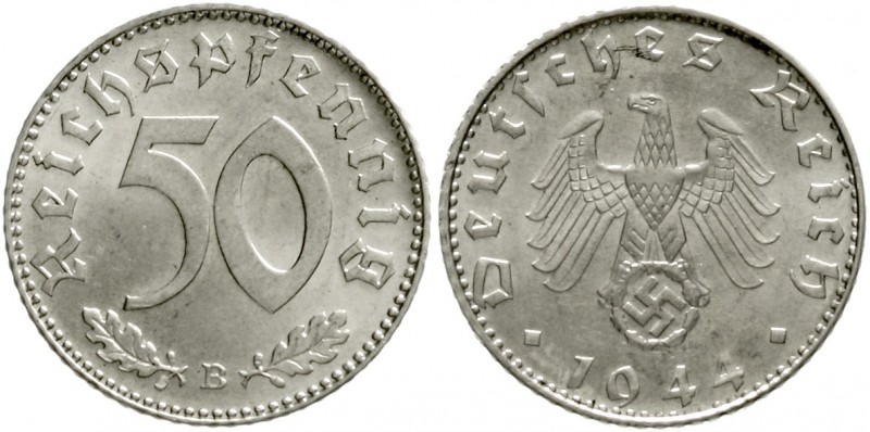 Klein/- und Kursmünzen
50 Reichspfennig, Aluminium 1939-1944
1944 B. fast Stem...