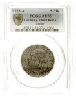 Gedenkmünzen
5 Reichsmark Luther, 1933-1934
1933 A. Im PCGS-Blister mit Grading AU 55.
gutes vorzüglich, schöne Tönung