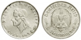 Gedenkmünzen
2 Reichsmark Schiller 1934
1934 F. fast Stempelglanz