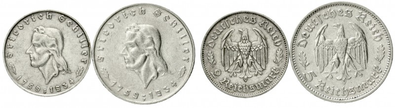 Gedenkmünzen
5 Reichsmark Schiller 1934
2 und 5 Reichsmark Schiller 1934 F. be...