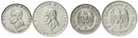 Gedenkmünzen
5 Reichsmark Schiller 1934
2 und 5 Reichsmark Schiller 1934 F. beide sehr schön