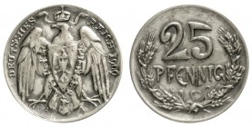 Kaiserreich
Reichskleinmünzen
25 Pfennig 1909 A. Kupfer/Nickel, versilbert. Gekr. Reichsadler/Wert in Ährenkranz. 4,42 g.
vorzüglich, selten
