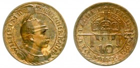 Kaiserreich
Preußen
10 Mark 1913 von Goetz. Kupfer. 3,07 g.
vorzüglich/Stempelglanz