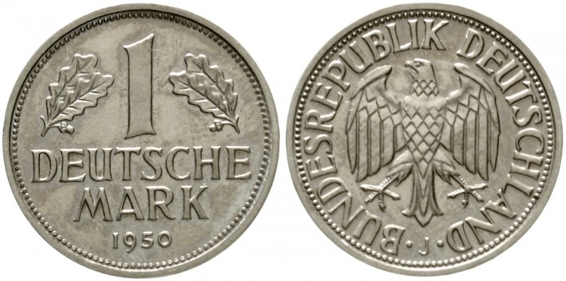 Kursmünzen
1 Deutsche Mark Kupfer/Nickel 1950-2001
1950 J. Auflage nur 350 Ex....