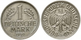 Kursmünzen
1 Deutsche Mark Kupfer/Nickel 1950-2001
1950 J. Auflage nur 350 Ex.
Polierte Platte, selten