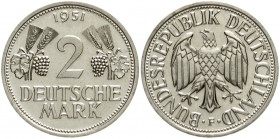 Kursmünzen
2 Deutsche Mark Ähren, Kupfer/Nickel 1951
1951 F. Auflage nur 150 Ex.
Polierte Platte, sehr selten