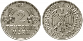 Kursmünzen
2 Deutsche Mark Ähren, Kupfer/Nickel 1951
1951 F. fast Stempelglanz