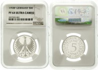 Kursmünzen
5 Deutsche Mark Silber 1951-1974
1958 F. Auflage nach Winter: 100 Ex. Im NGC-Blister mit Grading PF 64 ULTRA CAMEO.
Polierte Platte, seh...