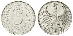 Kursmünzen
5 Deutsche Mark Silber 1951-1974
1958 J. sehr schön, kl. Randfehler