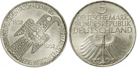 Gedenkmünzen
5 Deutsche Mark, Silber, 1952-1979
Germanisches Museum 1952 D. fast Stempelglanz