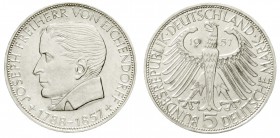 Gedenkmünzen
5 Deutsche Mark, Silber, 1952-1979
Eichendorff 1957 J. fast Stempelglanz