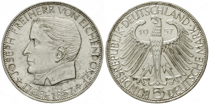 Gedenkmünzen
5 Deutsche Mark, Silber, 1952-1979
Eichendorff 1957 J. vorzüglich...