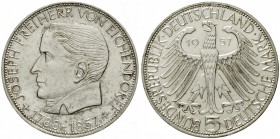 Gedenkmünzen
5 Deutsche Mark, Silber, 1952-1979
Eichendorff 1957 J. vorzüglich/Stempelglanz