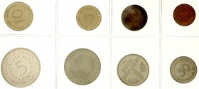 Kursmünzensätze
1 Pfennig - 5 Deutsche Mark, 1964-2001
1967 G. O.B.H. 2 Pf. unmagnetisch. Auflage 3630 Sätze.
Polierte Platte