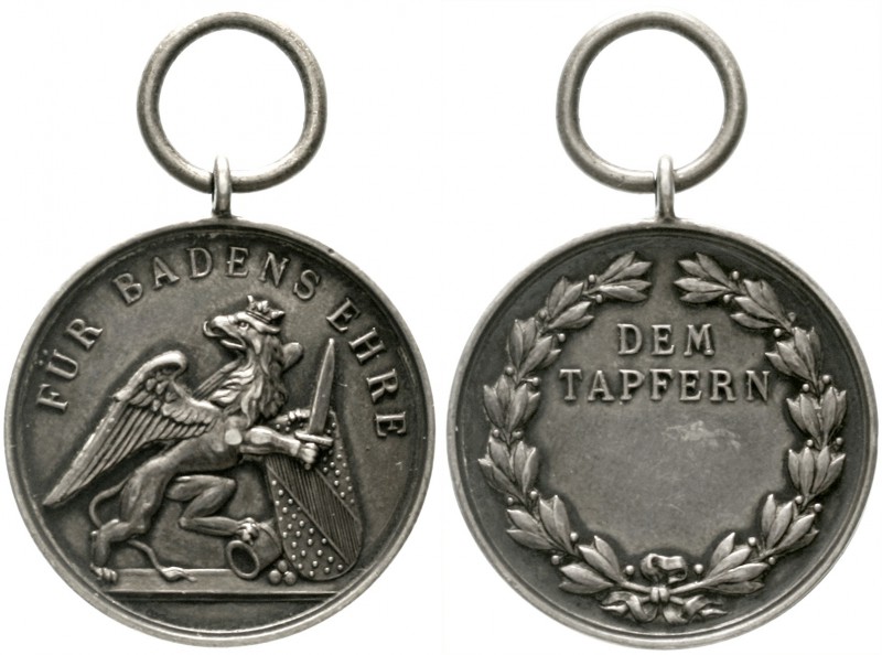Deutschland
Deutsche Länder, bis 1918
Baden: Tragbare Silbermedaille. Für Bade...