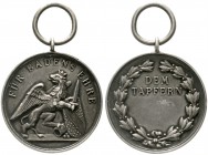 Deutschland
Deutsche Länder, bis 1918
Baden: Tragbare Silbermedaille. Für Badens Ehre/Dem Tapfern. 30 mm; 11,10 g. Wielandt/Zeitz 138. Mit Öse und R...