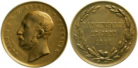 Deutschland
Deutsche Länder, bis 1918
Hannover: Langensalza-Medaille 1866. Nicht-tragbare Variante. 36 mm.
vorzüglich, selten
