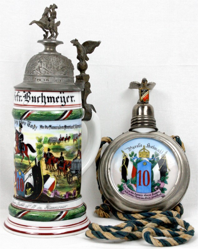 Reservistika
Kaiserreich, 1871-1918
2 Stück: Reservistenkrug und Reservistenfl...