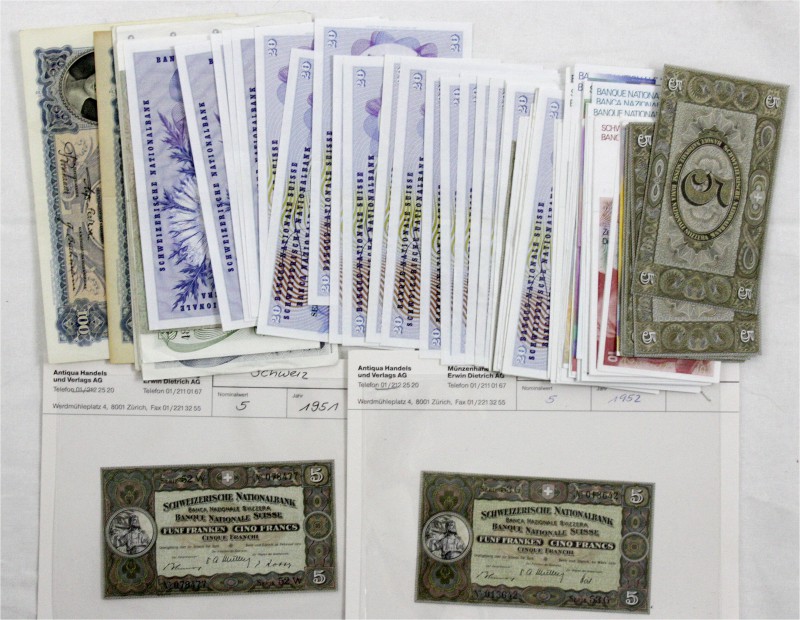Ausland
Schweiz
74 Banknoten von 5 bis 100 Franken ab 1927 bis heute. Dabei no...