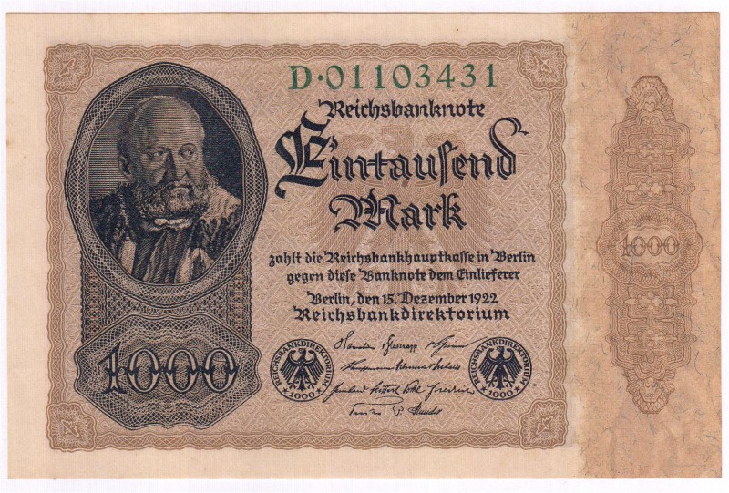 Die deutschen Banknoten ab 1871 nach Rosenberg
Deutsches Reich, 1871-1945
1000...