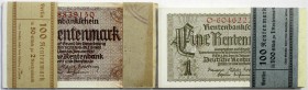 Die deutschen Banknoten ab 1871 nach Rosenberg
Deutsches Reich, 1871-1945
2 Bündel Scheine: 100 X 1 Rentenmark 30.1.1937; 50 X 2 Rentenmark 30.1.193...