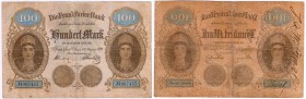 Die deutschen Banknoten ab 1871 nach Rosenberg
Deutsches Reich, 1871-1945
100 Mark 1.8.1890. Die Frankfurter Bank. Ohne Lochentwertung und nicht res...