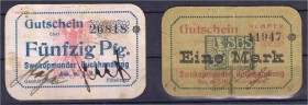Die deutschen Banknoten ab 1871 nach Rosenberg
Deutsches Reich, 1871-1945
2 Scheine Deutsch-Südwestafrika: 50 Pfg. und 1 Mark o.J. der Swakopmunder ...
