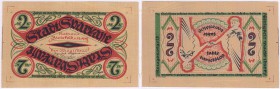 Deutsches Notgeld und KGL
Bielefeld
2 Mark Probe 1.12.1918 beidseitig bedruckte gelbe Seide (weich). In Seide bisher nur 1 Stück bekannt (Siehe unse...