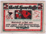 Deutsches Notgeld und KGL
Bielefeld
5 Mark 15. Juli 1921 Leinen weiß, ohne KN.
I-, selten