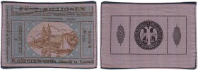 Deutsches Notgeld und KGL
Kaiserswerth (heute zu Düsseldorf gehörig)
5 Billionen Mark 1.12 1923, Leinen. Serie B No. 035. Bei diesem Stück handelt e...