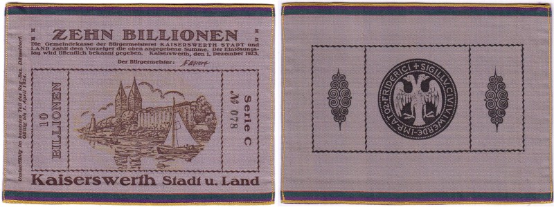 Deutsches Notgeld und KGL
Kaiserswerth (heute zu Düsseldorf gehörig)
10 Billio...
