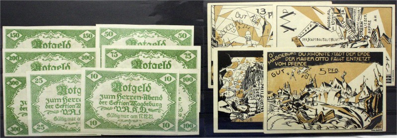 Deutsches Notgeld und KGL
Magdeburg
12 Stück: 8 Scheine der Sektion V.R.K.D. 1...