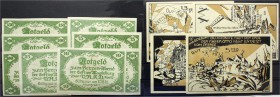 Deutsches Notgeld und KGL
Magdeburg
12 Stück: 8 Scheine der Sektion V.R.K.D. 17.12. 1921 10, 25, 50, 75, 100, 150, 200, 300 Mark, Rückseite Gründruc...