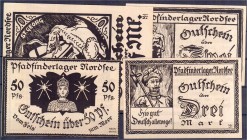 Deutsches Notgeld und KGL
Norderney
Pfadfinderlager Nordsee, 4 Scheine ohne Datum. Spendenscheine, 50 Pf., 2, 3, 5 Mark.
I