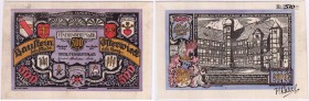 Deutsches Notgeld und KGL
Osterwieck
500 Mark, Baustein, Glaceleder weiß 4.12.1922 mit KN und Handunterschrift "H. Rabel". Nr. 510.
II, selten