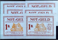 Deutsches Notgeld und KGL
Soltau
Heimatabend u. Protestversammlung: 6 X 1 Mark 1922. Vers 1 bis 5, 1 X RS leer.
meist II