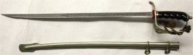 Sonstige Antiquitäten
Verchromter Eisen-Brieföffner in Säbelform mit Damaszener-Simili, Punze und Neusilber-Scheide. Länge: 27,5 cm.
vorzüglich