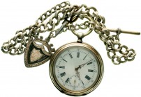 Uhren
Taschenuhren
Herren-Schlüsseltaschenuhr "open face" um 1900. Silber 800. Hersteller Etienne Varin in Fontenais, Schweiz. 45 mm. Mit massiver S...
