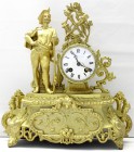 Uhren
Sonstige Uhren
Kaminuhr um 1850/1855. Hersteller Japy Freres. Messinggehäuse mit Darstellung eines Mannes mit Gewehr und gekreuzten Fackeln. H...
