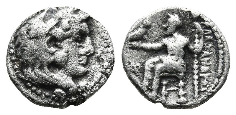 KINGS of MACEDON. Alexander III the Great (336-323 BC)
AR Obol (9,8mm 0,6g)
Ob...