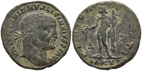 Licinius I (308-324 AD). Kyzikos
AE Follis (24.1mm 5.44g)
Obv: VAL LICINNIANVS LICINNIVS P F AVG. Head of Licinius, laureate, right
Rev: GENIO AVGV...