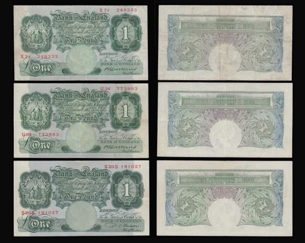 One Pounds Catterns B225 (2) prefix U34 VF with some dirt and X71 Fine, Beale, B...