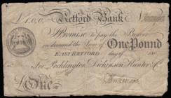 Retford Bank &pound;1 dated 1807 No.A290 for Pocklington, Dickinson & Compy., signed Dickinson, (Out.1778b) Very Good to about Fine